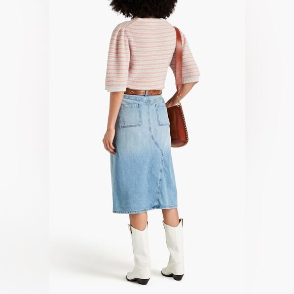 ba&sh Faded Denim Lady Skirt Midi Size 3 = US Large - Picture 2 of 12